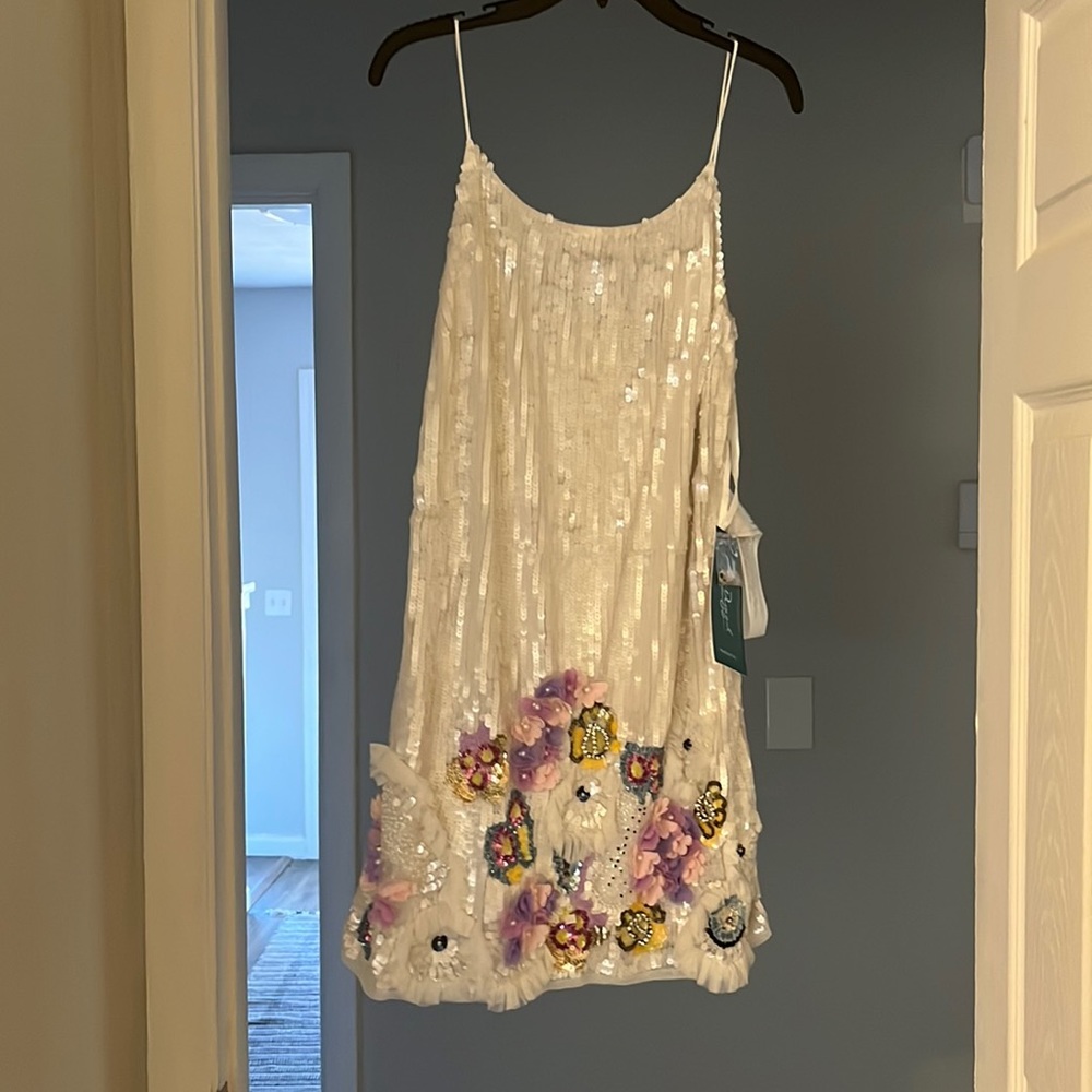 Never worn, tags in place, sequin floral dress. Beautiful beading.